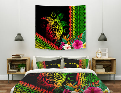 Hawaii Tapestry Turtle Polynesian Pattern Reggae Color