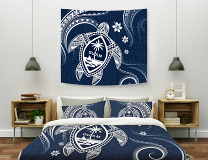 Guam Tapestry Turtle Polynesian Pattern Blue Ver