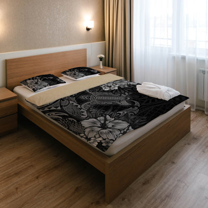 Hawaii Bedding Set - Hawaii Polynesian Turtle Tropical Grey Bedding Set