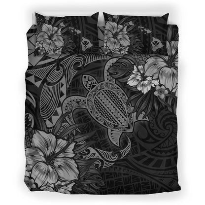 Hawaii Bedding Set - Hawaii Polynesian Turtle Tropical Grey Bedding Set