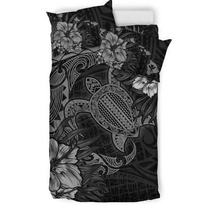 Hawaii Bedding Set - Hawaii Polynesian Turtle Tropical Grey Bedding Set