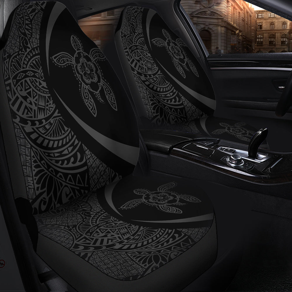 Hawaii Car Seat Covers Turtle Hibiscus Lauhala Black Gray Circle