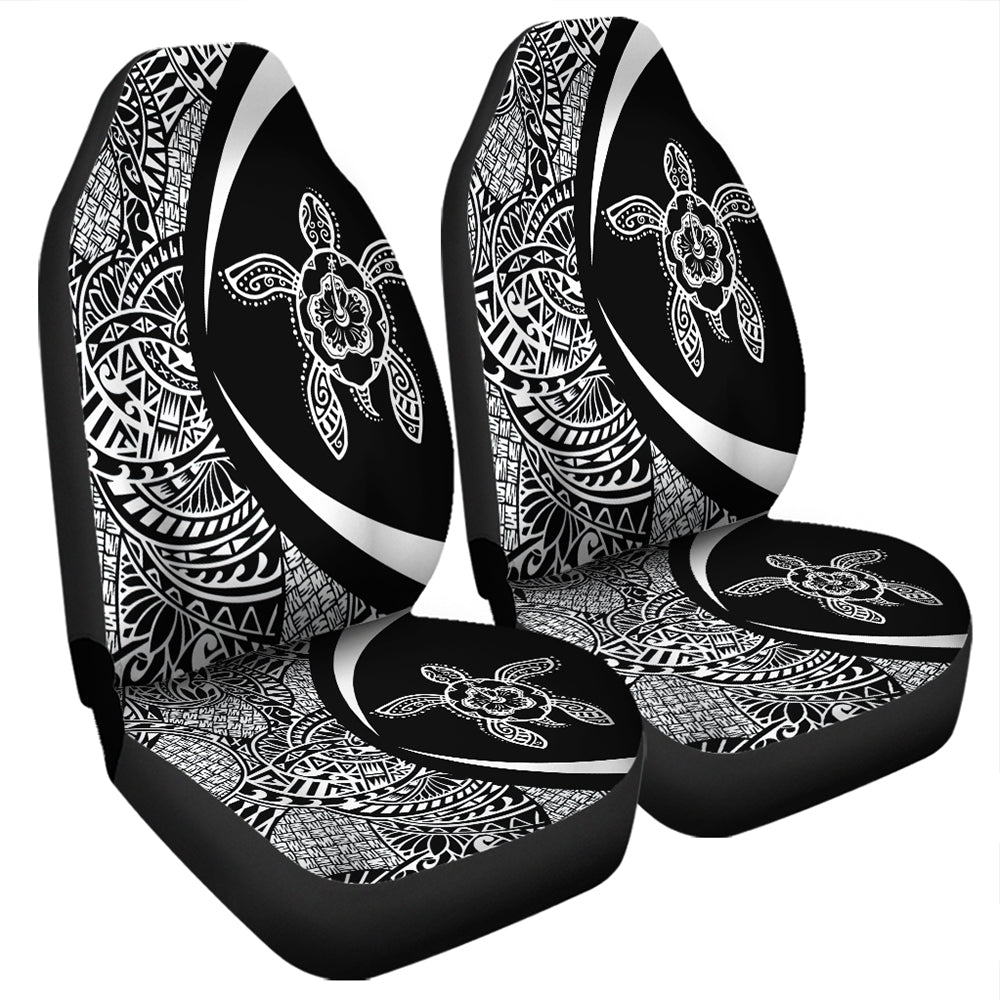 Hawaii Car Seat Covers Turtle Hibiscus Lauhala Black White Circle