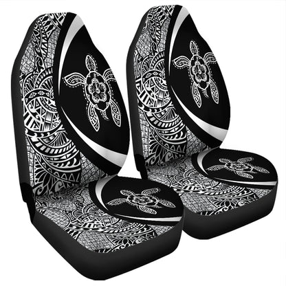 Hawaii Car Seat Covers Turtle Hibiscus Lauhala Black White Circle