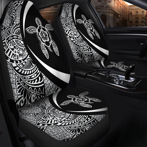 Hawaii Car Seat Covers Turtle Hibiscus Lauhala Black White Circle