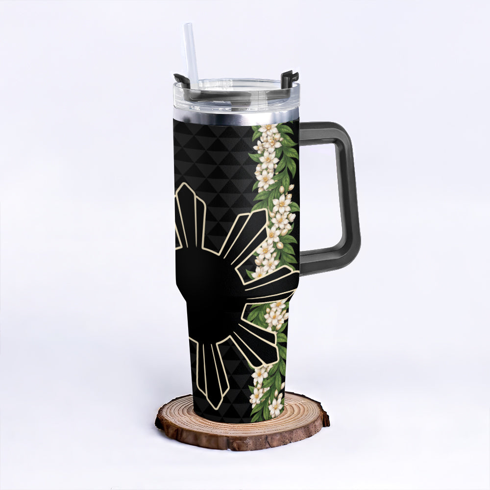 Philippines Filipinos 40oz Tumbler Sampaguita Flower Sun Pattern Island Style