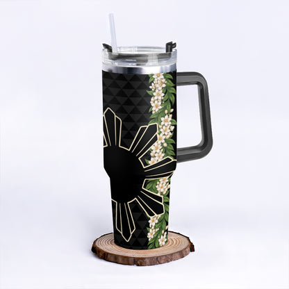 Philippines Filipinos 40oz Tumbler Sampaguita Flower Sun Pattern Island Style