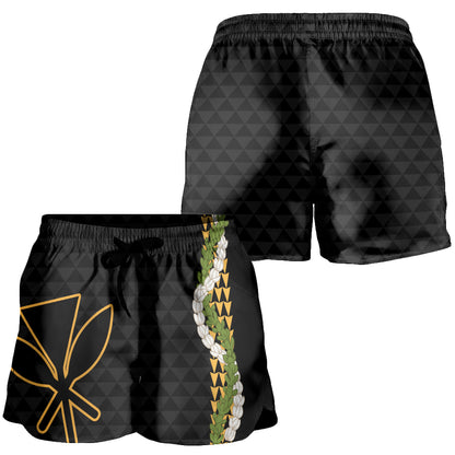 Hawaii Women Shorts Kanaka Maoli Puakenikeni Maile Flower Lei