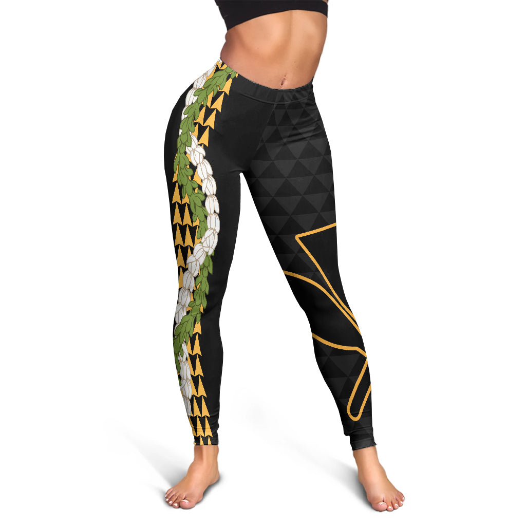 Hawaii Legging Kanaka Maoli Puakenikeni Maile Flower Lei