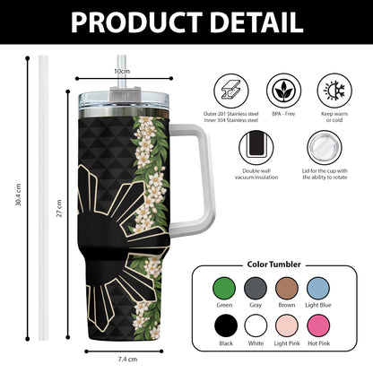 Philippines Filipinos 40oz Tumbler Sampaguita Flower Sun Pattern Island Style