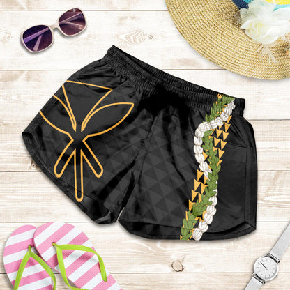 Hawaii Women Shorts Kanaka Maoli Puakenikeni Maile Flower Lei