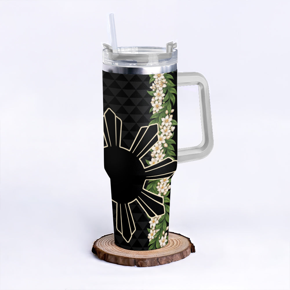 Philippines Filipinos 40oz Tumbler Sampaguita Flower Sun Pattern Island Style