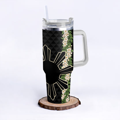Philippines Filipinos 40oz Tumbler Sampaguita Flower Sun Pattern Island Style