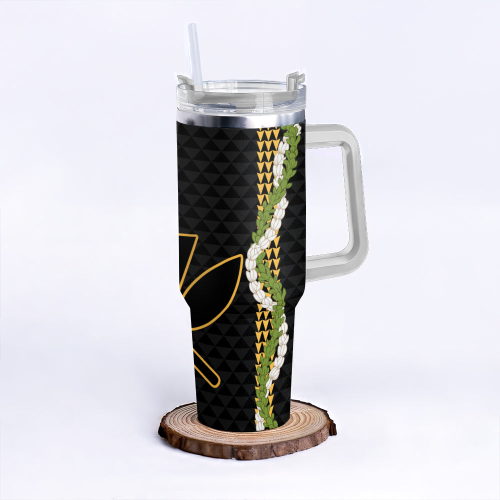 Hawaii 40oz Tumbler Kanaka Maoli Puakenikeni Maile Flower Lei