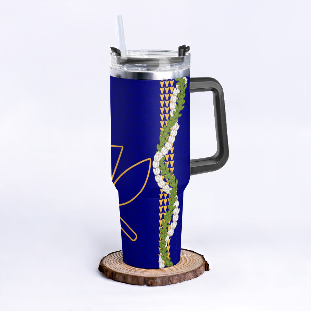 Hawaii 40oz Tumbler Kanaka Maoli Puakenikeni Maile Flower Lei