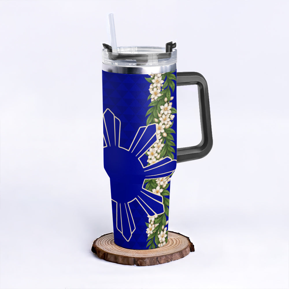 Philippines Filipinos 40oz Tumbler Sampaguita Flower Sun Pattern Island Style