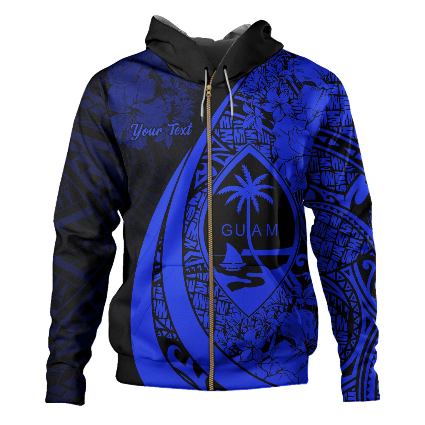 Guam Hoodie Custom Hibiscus Flower Symbols Style