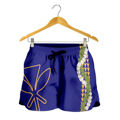 Hawaii Women Shorts Kanaka Maoli Puakenikeni Maile Flower Lei