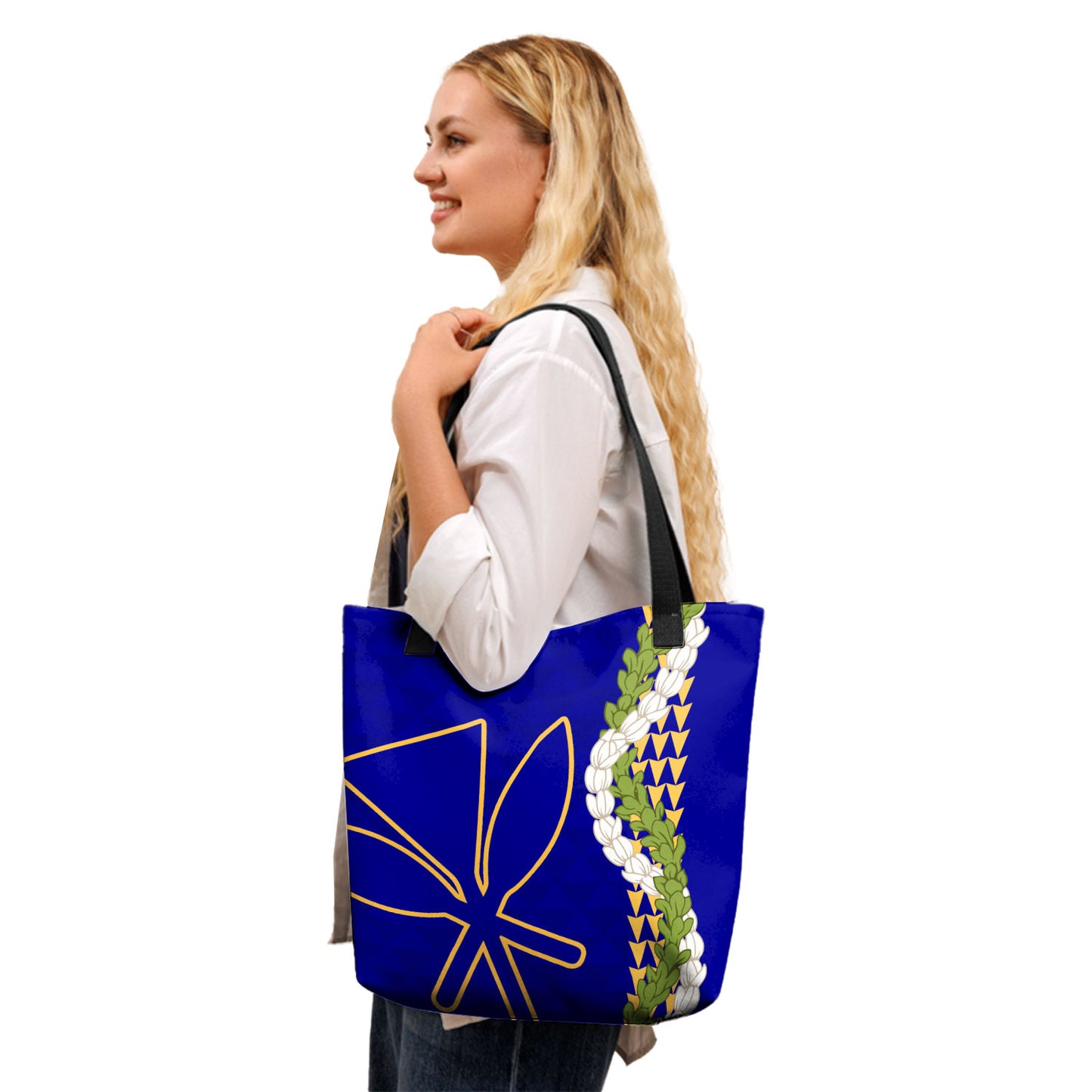 Hawaii Tote Bag Kanaka Maoli Puakenikeni Maile Flower Lei