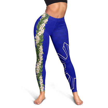 Philippines Filipinos Legging Sampaguita Flower Sun Pattern Island Style
