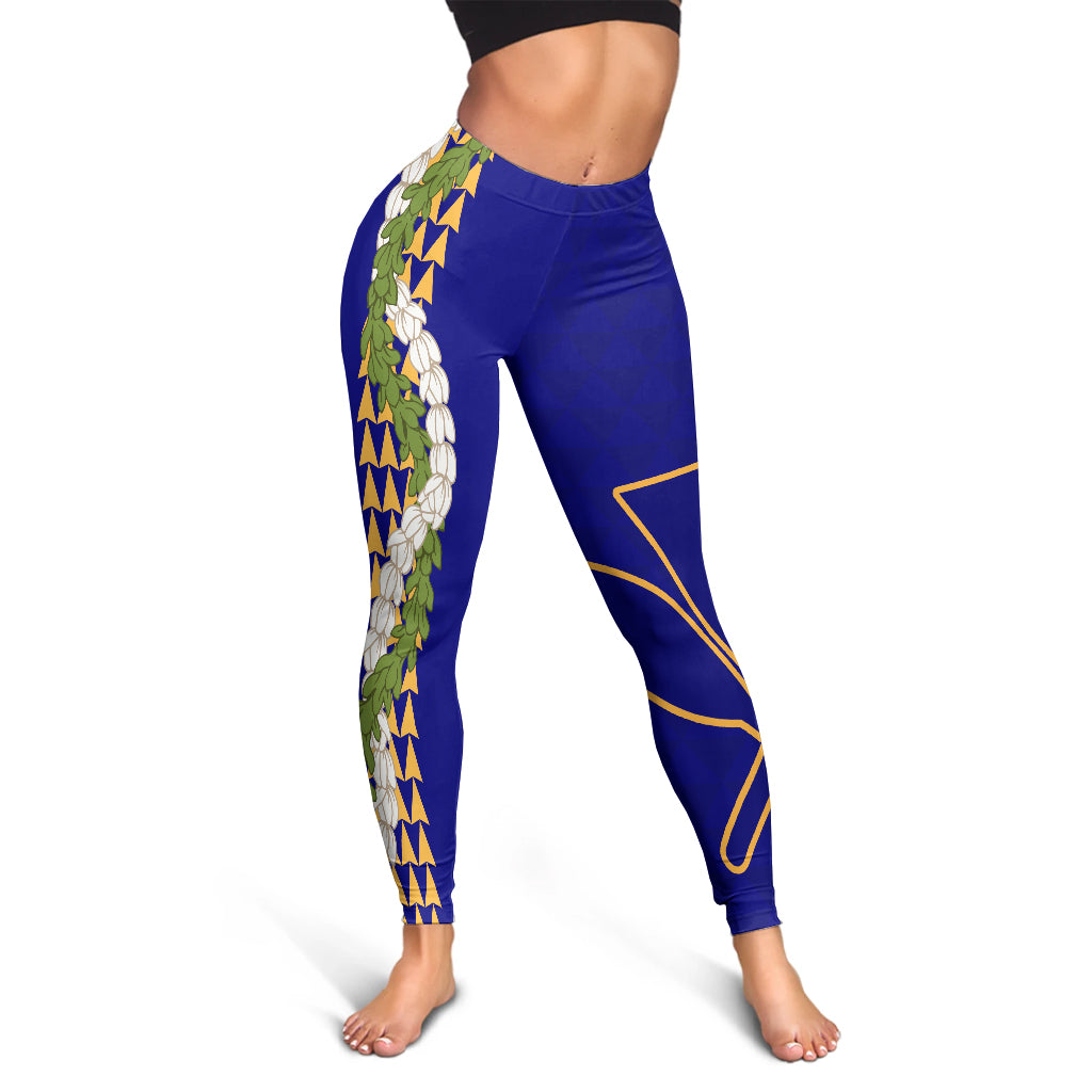 Hawaii Legging Kanaka Maoli Puakenikeni Maile Flower Lei