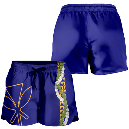 Hawaii Women Shorts Kanaka Maoli Puakenikeni Maile Flower Lei