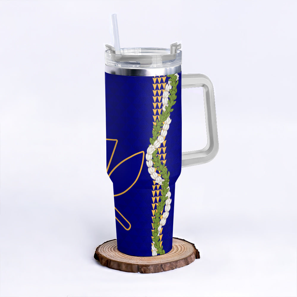 Hawaii 40oz Tumbler Kanaka Maoli Puakenikeni Maile Flower Lei