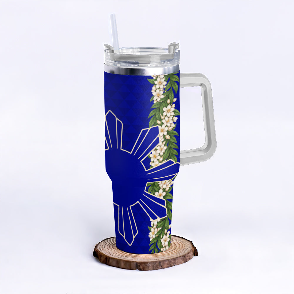 Philippines Filipinos 40oz Tumbler Sampaguita Flower Sun Pattern Island Style