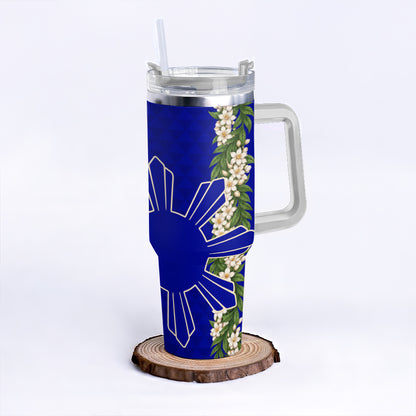 Philippines Filipinos 40oz Tumbler Sampaguita Flower Sun Pattern Island Style