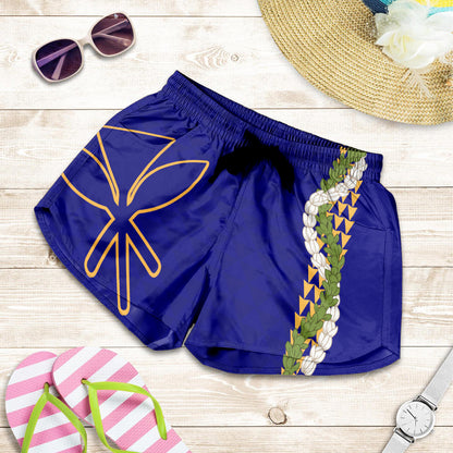 Hawaii Women Shorts Kanaka Maoli Puakenikeni Maile Flower Lei