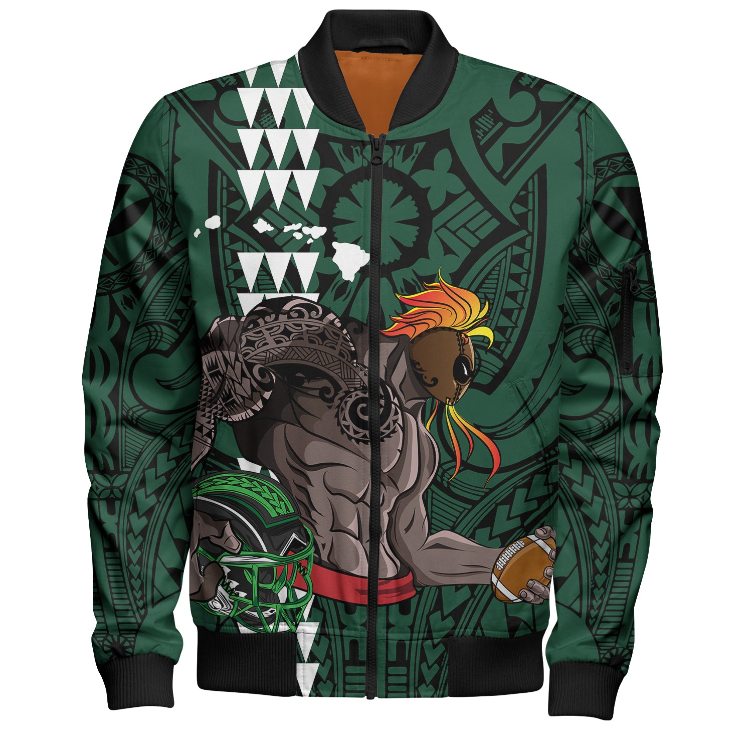 Hawaii Bomber Jacket Map Kanaka Football Style