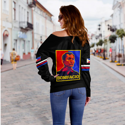 Philippines Filipinos Off Shoulder Sweatshirt Bonifacio Day Holiday