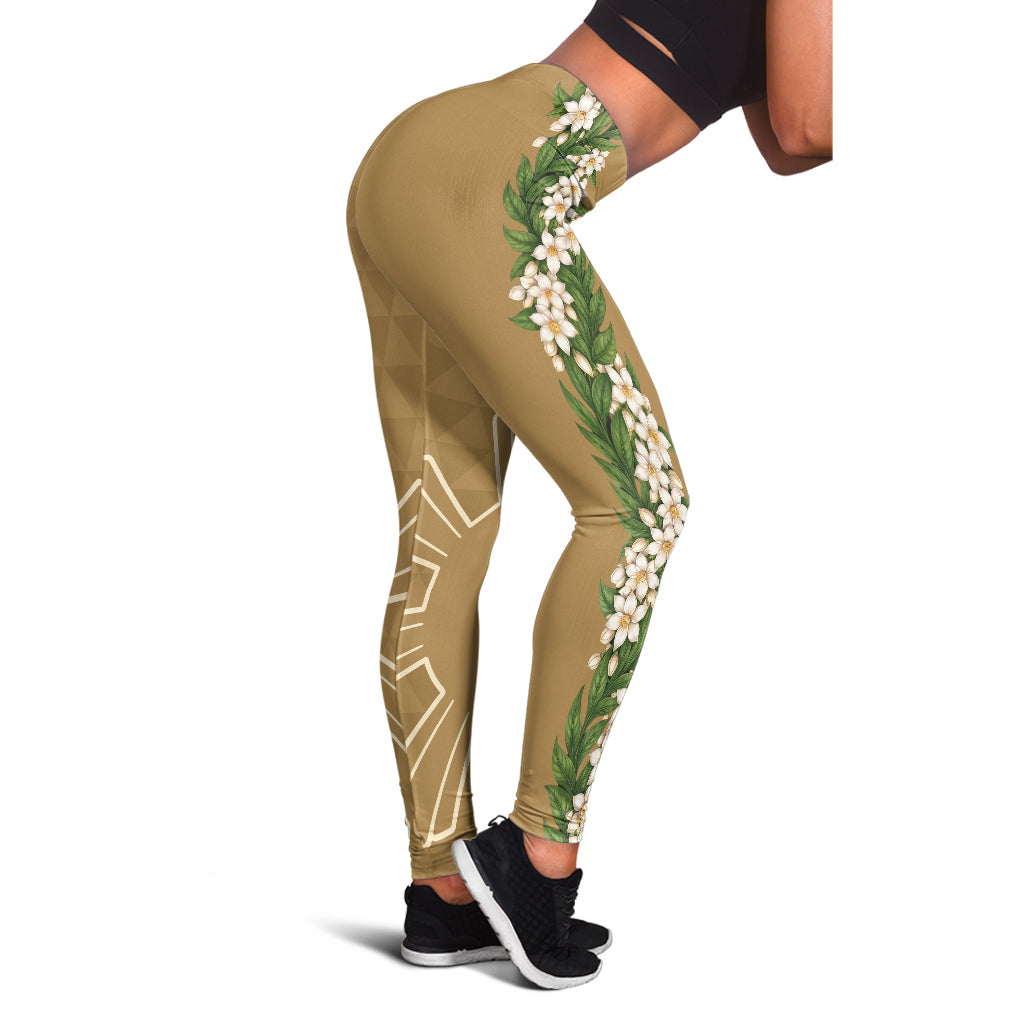 Philippines Filipinos Legging Sampaguita Flower Sun Pattern Island Style