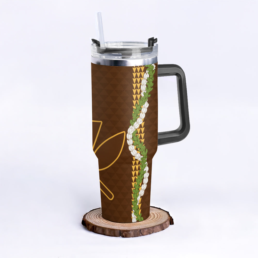 Hawaii 40oz Tumbler Kanaka Maoli Puakenikeni Maile Flower Lei