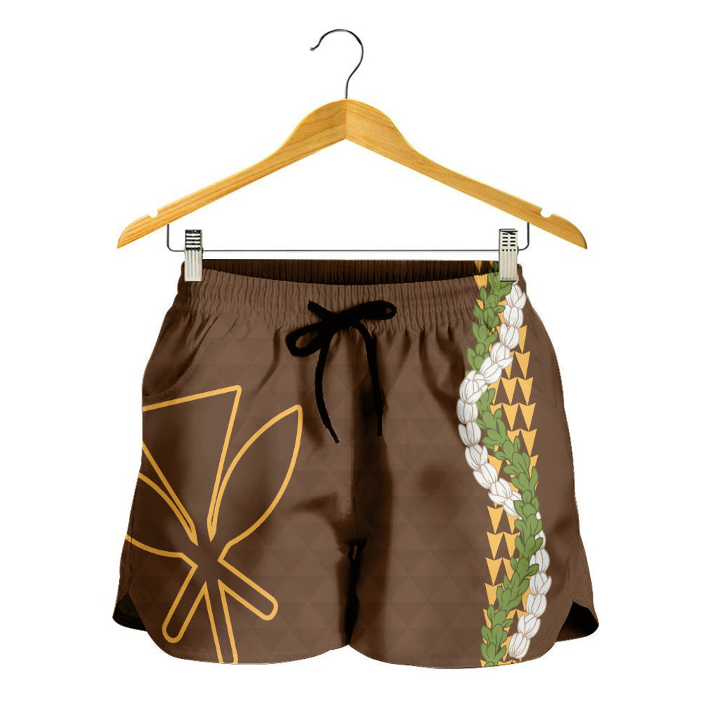 Hawaii Women Shorts Kanaka Maoli Puakenikeni Maile Flower Lei