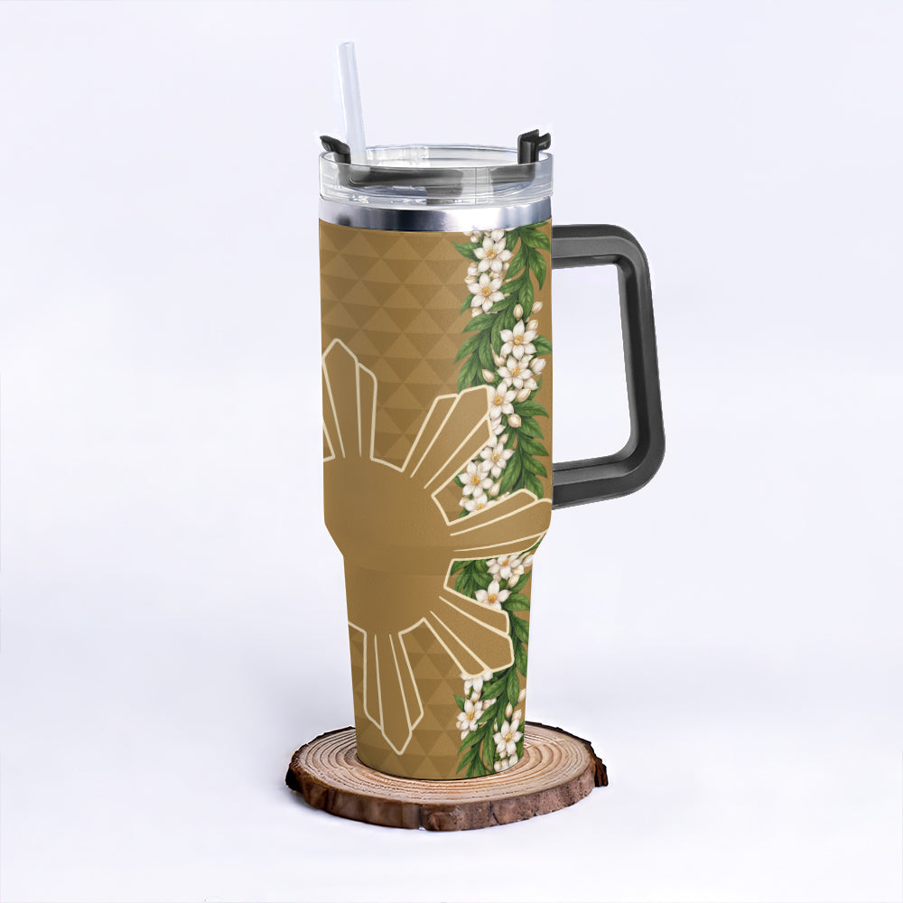 Philippines Filipinos 40oz Tumbler Sampaguita Flower Sun Pattern Island Style