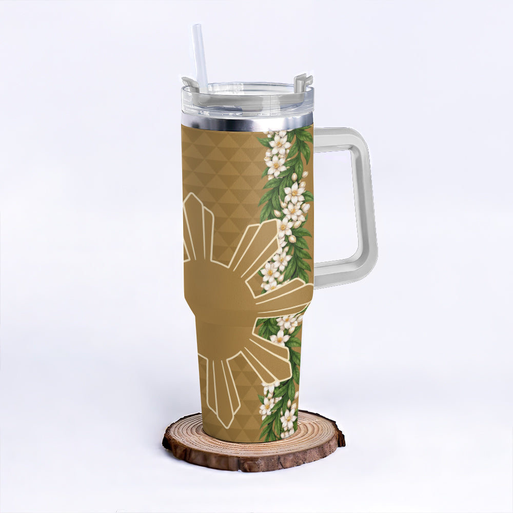 Philippines Filipinos 40oz Tumbler Sampaguita Flower Sun Pattern Island Style