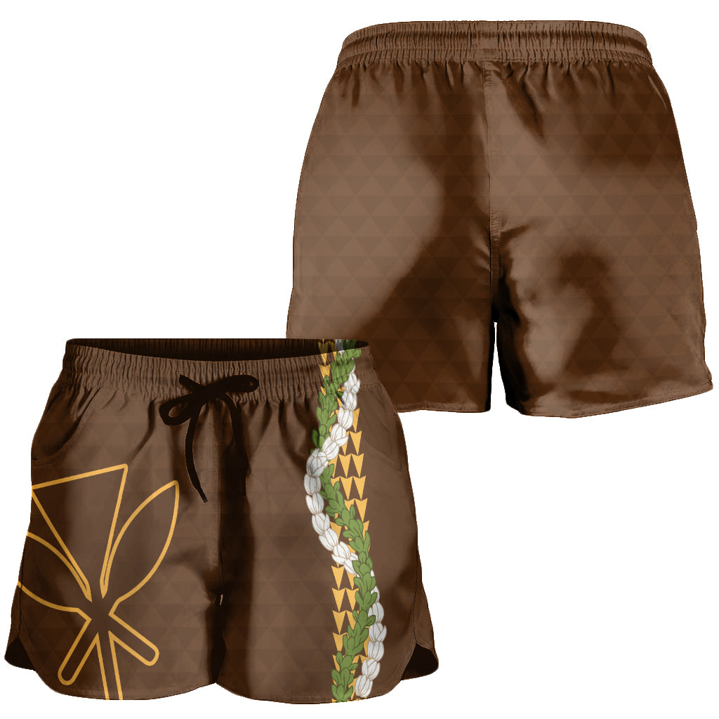 Hawaii Women Shorts Kanaka Maoli Puakenikeni Maile Flower Lei