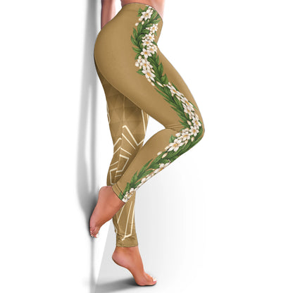 Philippines Filipinos Legging Sampaguita Flower Sun Pattern Island Style