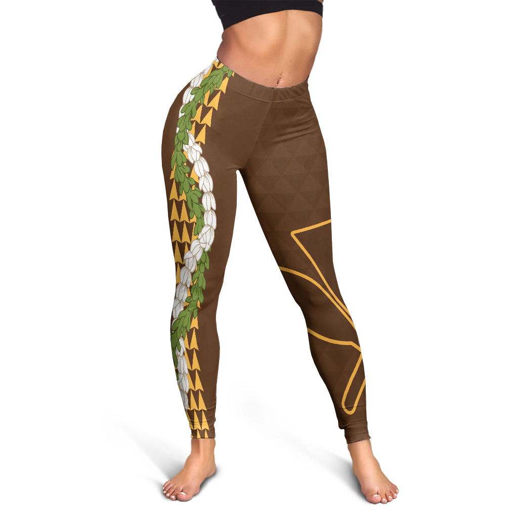 Hawaii Legging Kanaka Maoli Puakenikeni Maile Flower Lei
