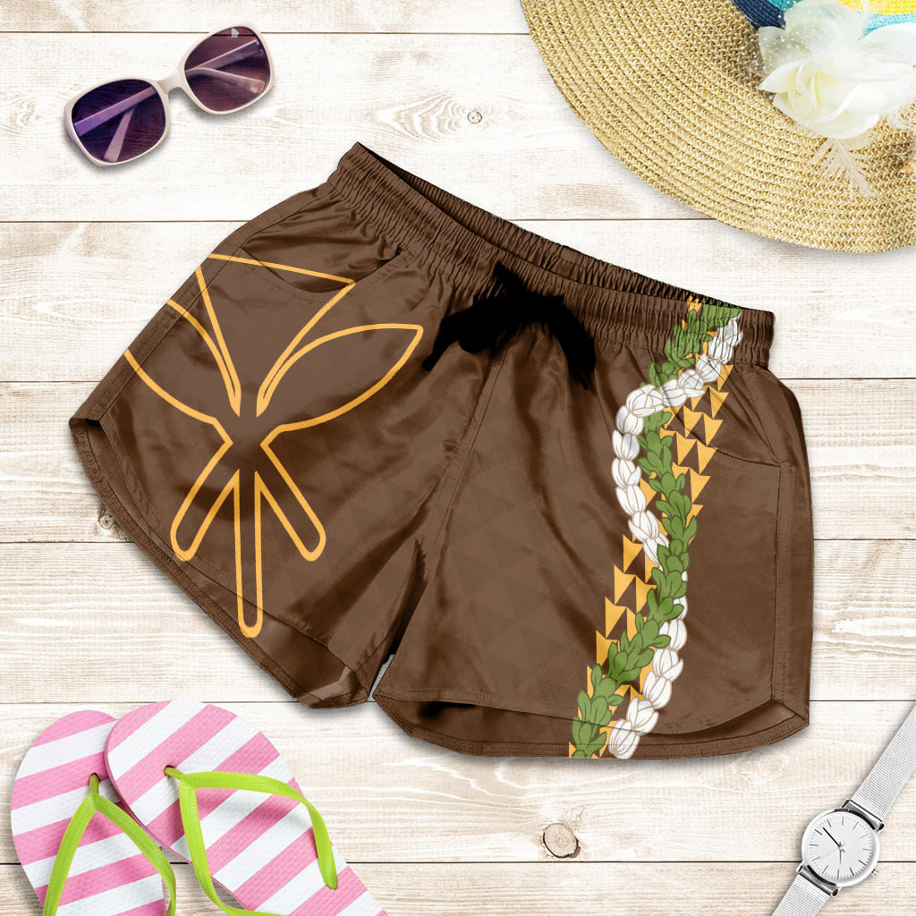 Hawaii Women Shorts Kanaka Maoli Puakenikeni Maile Flower Lei