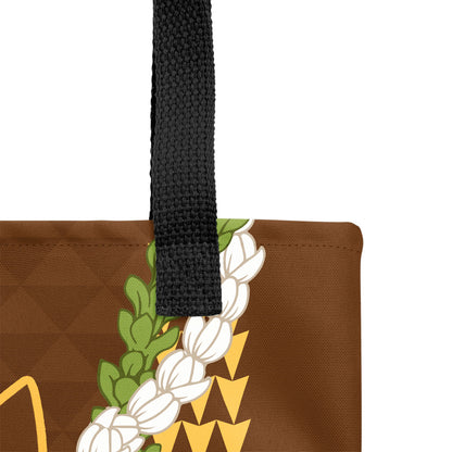 Hawaii Tote Bag Kanaka Maoli Puakenikeni Maile Flower Lei
