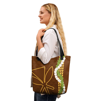 Hawaii Tote Bag Kanaka Maoli Puakenikeni Maile Flower Lei