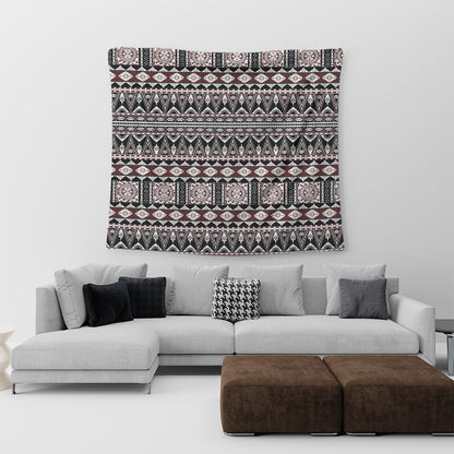 Fiji Tapestry Bula Fiji Masi Motif Brown Color Design