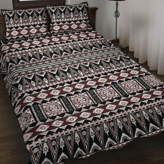 Fiji Quilt Bed Set Bula Fiji Masi Motif Brown Color Design