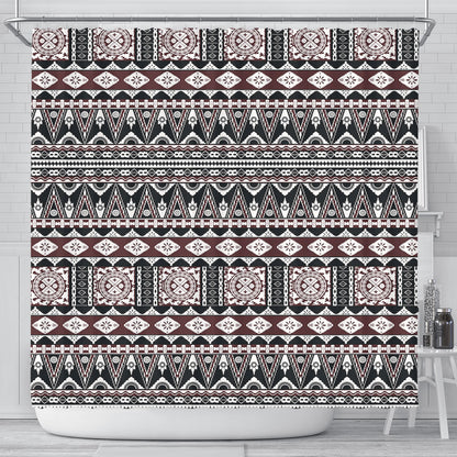 Fiji Shower Curtain Bula Fiji Masi Motif Brown Color Design