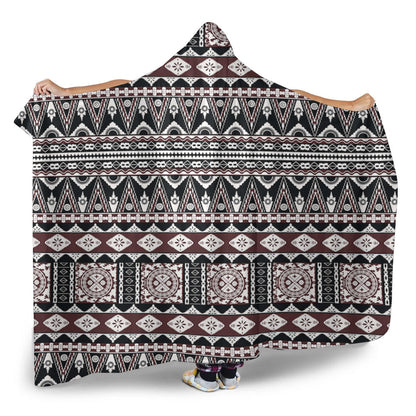 Fiji Hooded Blanket Bula Fiji Masi Motif Brown Color Design