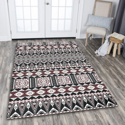 Fiji Area Rug Bula Fiji Masi Motif Brown Color Design