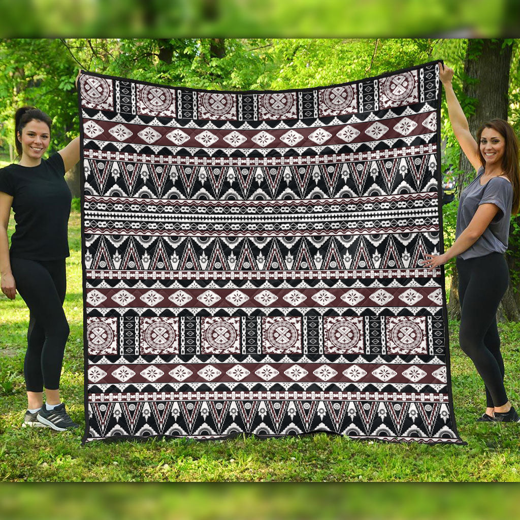 Fiji Premium Quilt Bula Fiji Masi Motif Brown Color Design