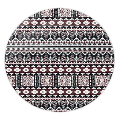 Fiji Round Rug Bula Fiji Masi Motif Brown Color Design